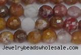 CAG9911 15.5 inches 6mm faceted round red moss agate beads