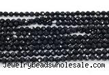 CON121 15.5 inches 3mm faceted round black onyx gemstone beads