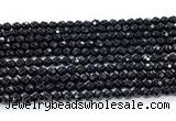 CON122 15.5 inches 4mm faceted round black onyx gemstone beads