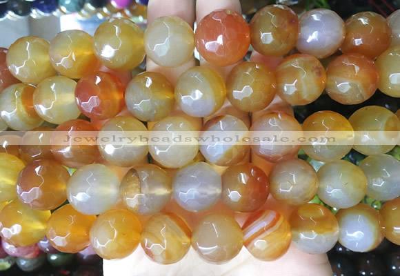 AGBS151 15 inches 16mm faceted round agate gemstone beads wholesale