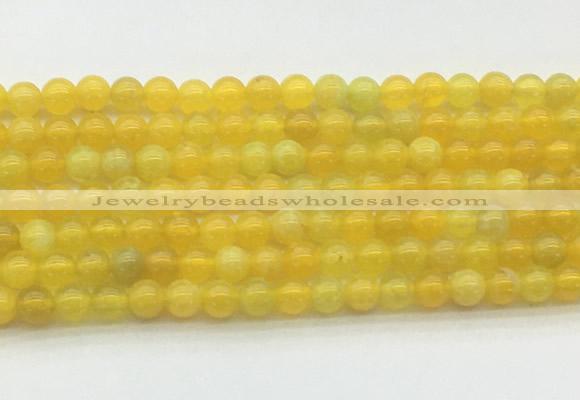 AGBS72 15 inches 4mm round yellow fire agate beads wholesale