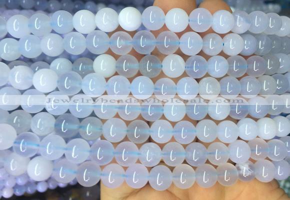 BCBS09 15 inches 8mm round blue chalcedony beads wholesale