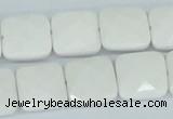 CAA05 15.5 inches 14*14mm faceted square white agate gemstone beads