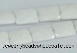 CAA07 15.5 inches 10*14mm faceted rectangle white agate gemstone beads