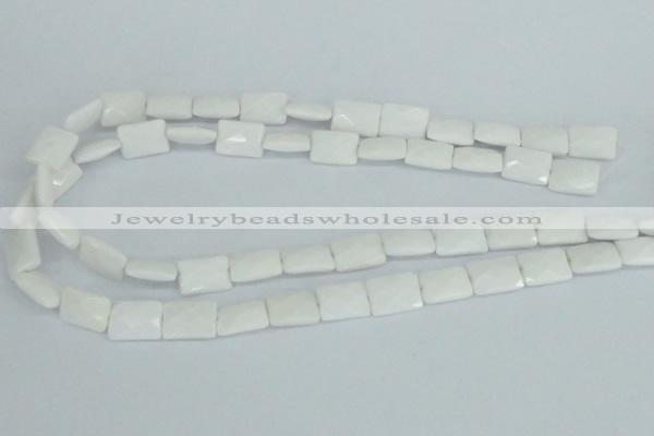 CAA07 15.5 inches 10*14mm faceted rectangle white agate gemstone beads