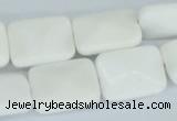 CAA08 15.5 inches 15*20mm faceted rectangle white agate gemstone beads