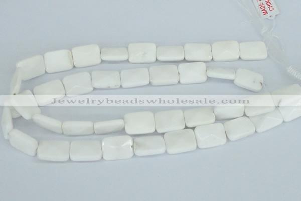 CAA08 15.5 inches 15*20mm faceted rectangle white agate gemstone beads