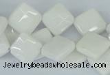 CAA09 15.5 inches 12*12mm faceted diamond white agate gemstone beads