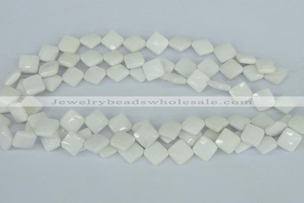 CAA09 15.5 inches 12*12mm faceted diamond white agate gemstone beads