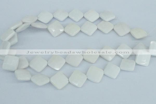 CAA10 15.5 inches 18*18mm faceted diamond white agate gemstone beads