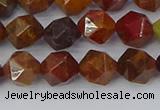 CAA1001 15.5 inches 8mm faceted nuggets red moss agate beads