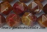 CAA1003 15.5 inches 12mm faceted nuggets red moss agate beads