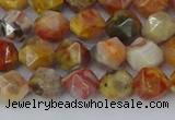 CAA1014 15.5 inches 6mm faceted nuggets red crazy lace agate beads