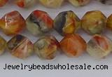 CAA1015 15.5 inches 8mm faceted nuggets red crazy lace agate beads