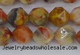 CAA1016 15.5 inches 10mm faceted nuggets red crazy lace agate beads