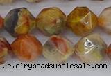 CAA1017 15.5 inches 12mm faceted nuggets red crazy lace agate beads