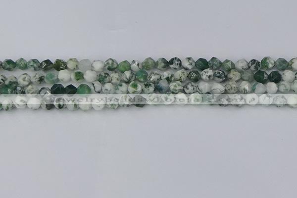 CAA1020 15.5 inches 6mm faceted nuggets tree agate beads