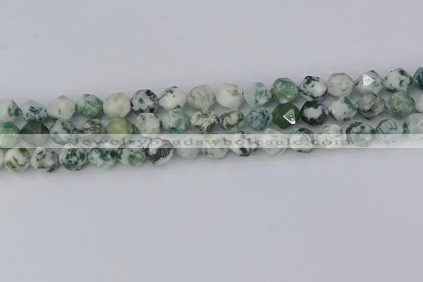 CAA1022 15.5 inches 10mm faceted nuggets tree agate beads