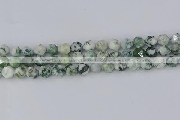 CAA1023 15.5 inches 12mm faceted nuggets tree agate beads