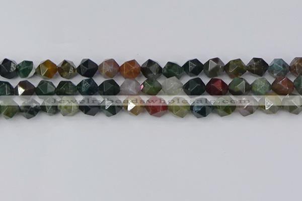 CAA1028 15.5 inches 10mm faceted nuggets Indian agate beads