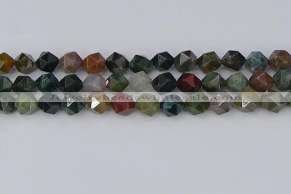 CAA1029 15.5 inches 12mm faceted nuggets Indian agate beads