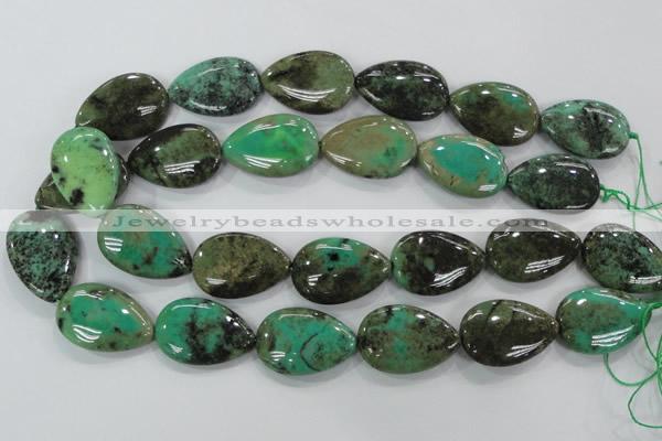 CAA104 15.5 inches 20*30mm flat teardrop grass agate gemstone beads