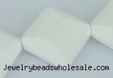 CAA11 15.5 inches 25*25mm faceted diamond white agate gemstone beads