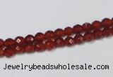 CAA117 15.5 inches 4mm faceted round red agate gemstone beads