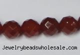 CAA119 15.5 inches 12mm faceted round red agate gemstone beads