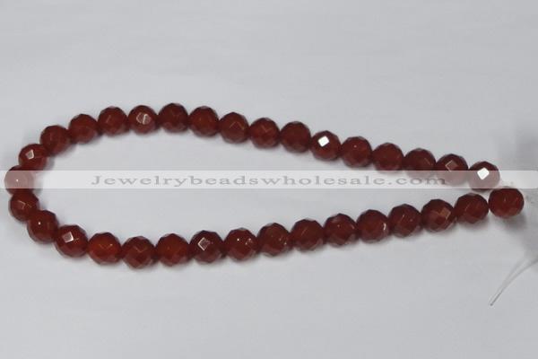 CAA119 15.5 inches 12mm faceted round red agate gemstone beads