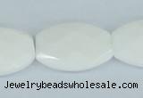 CAA12 15.5 inches 20*30mm faceted oval white agate gemstone beads