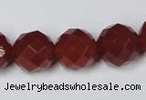 CAA120 15.5 inches 14mm faceted round red agate gemstone beads