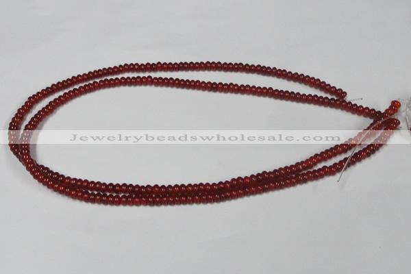 CAA121 15.5 inches 3*5mm rondelle red agate gemstone beads