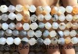 CAA1231 15.5 inches 8mm faceted nuggets matte dendritic agate beads