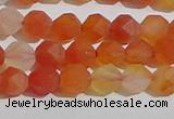 CAA1236 15.5 inches 6mm faceted nuggets matte red agate beads