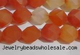 CAA1237 15.5 inches 8mm faceted nuggets matte red agate beads