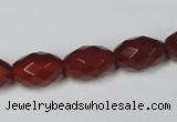 CAA126 15.5 inches 10*14mm faceted rice red agate gemstone beads