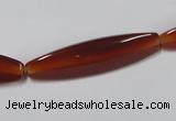 CAA128 15.5 inches 10*40mm rice red agate gemstone beads