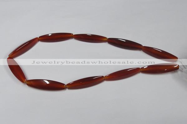 CAA128 15.5 inches 10*40mm rice red agate gemstone beads