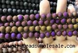 CAA1294 15.5 inches 8mm round matte plated druzy agate beads