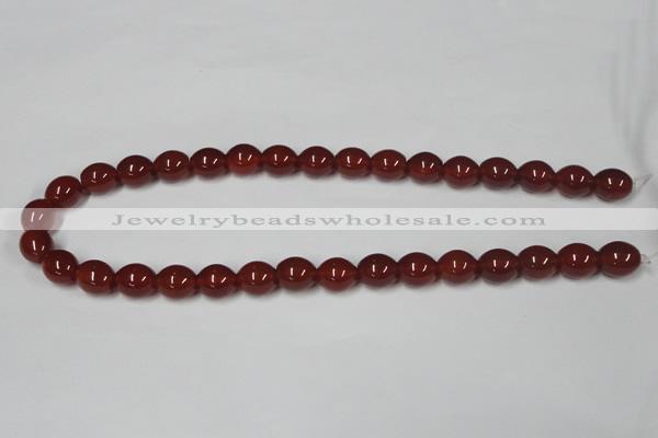 CAA130 15.5 inches 10*12mm egg-shaped red agate gemstone beads