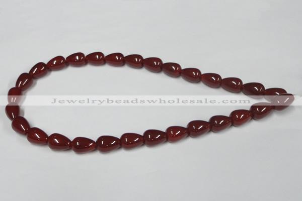 CAA132 15.5 inches 10*14mm teardrop red agate gemstone beads