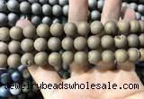 CAA1335 15.5 inches 12mm round matte plated druzy agate beads