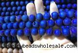 CAA1340 15.5 inches 12mm round matte plated druzy agate beads