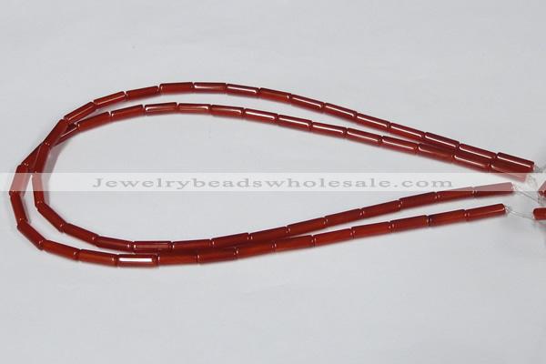 CAA136 15.5 inches 4*13mm column red agate gemstone beads