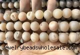 CAA1372 15.5 inches 16mm round matte plated druzy agate beads