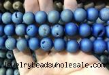 CAA1378 15.5 inches 16mm round matte plated druzy agate beads