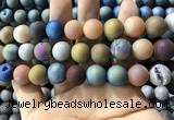 CAA1382 15.5 inches 16mm round matte plated druzy agate beads