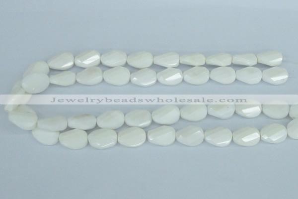 CAA14 15.5 inches 13*18mm faceted & twisted oval white agate beads