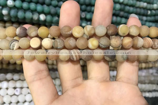 CAA1405 15.5 inches 8mm round matte druzy agate beads